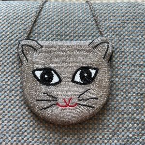 Kids crossbody beaded cat face